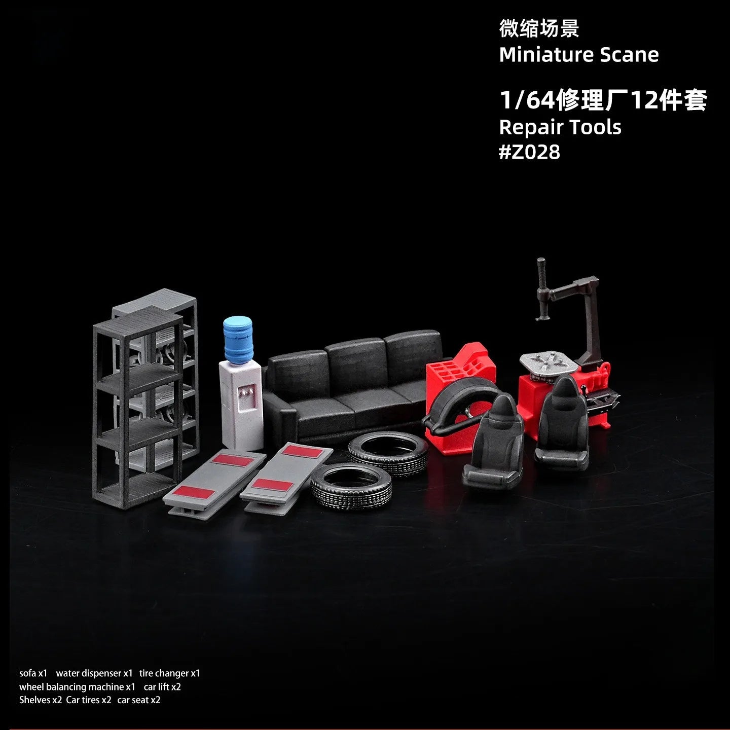 Diorama Car Parking Lot With LED Lighting Japanese Commercial Building Display