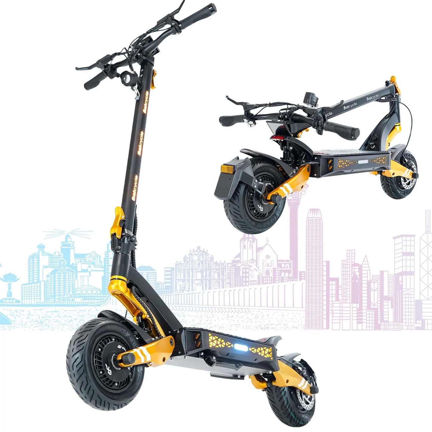 1200W Off-Road Electric Scooter for Adults 48V Long Range 30mph Fast Speed 10'' Pneumatic Tire Foldable Dual Suspensions Scooter