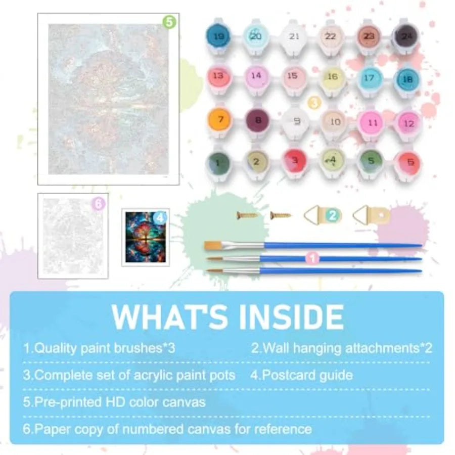 Paint by Numbers Kit for Adults - Tree of Life Acrylic Adult Paint by Number Kits on Canvas for Beginner, Tree of Life DIY Oil