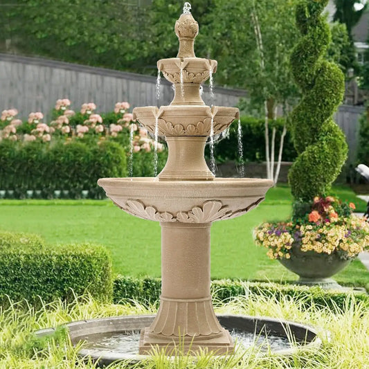 Cascading Resin Floor Standing Water Fountain With Pump Indoor Outdoor