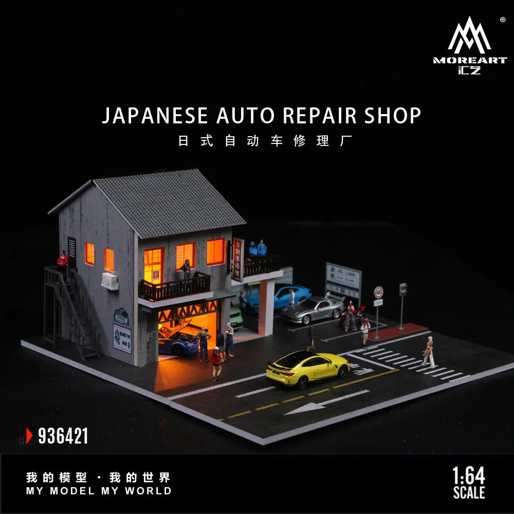 Diorama Car Parking Lot With LED Lighting Japanese Commercial Building Display