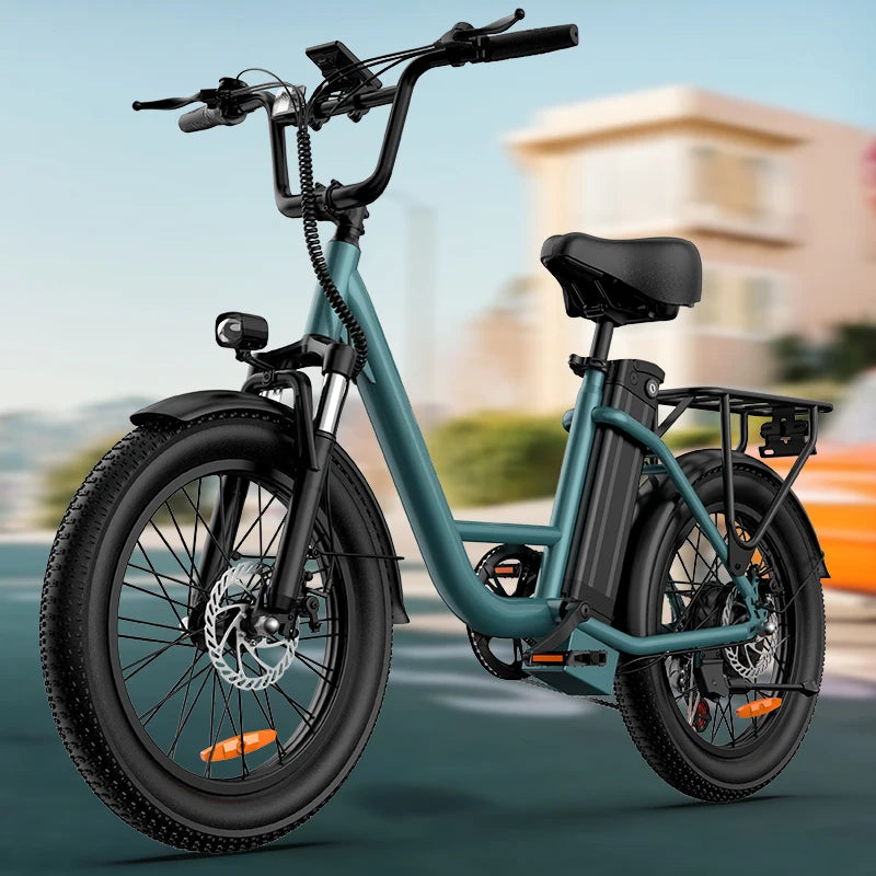 1000W 20x3" Fat Tire Electric Bike 48V 13Ah Removable Battery 20MPH 7-Speed Gears Dual Disc Brakes Adult Moped for Off-Road City