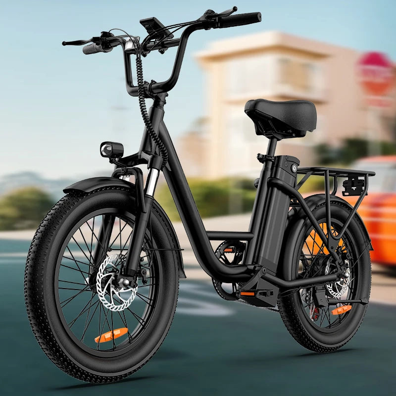 1000W 20x3" Fat Tire Electric Bike 48V 13Ah Removable Battery 20MPH 7-Speed Gears Dual Disc Brakes Adult Moped for Off-Road City