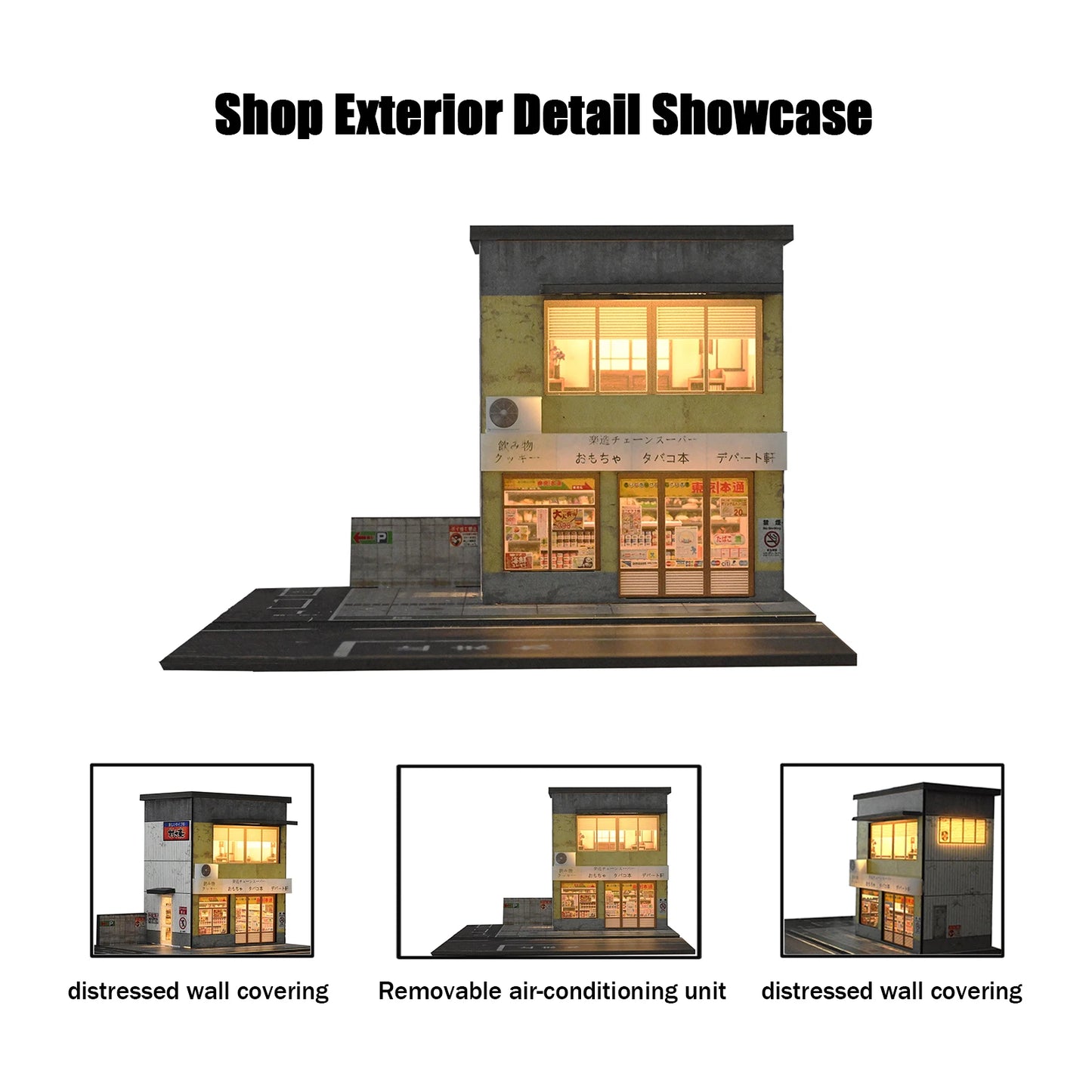 Diorama Car Parking Lot With LED Lighting Japanese Commercial Building Display