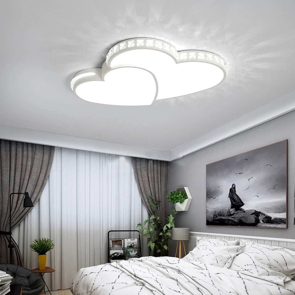 Crystal Heart LED Ceiling Light Fixture for Living Room