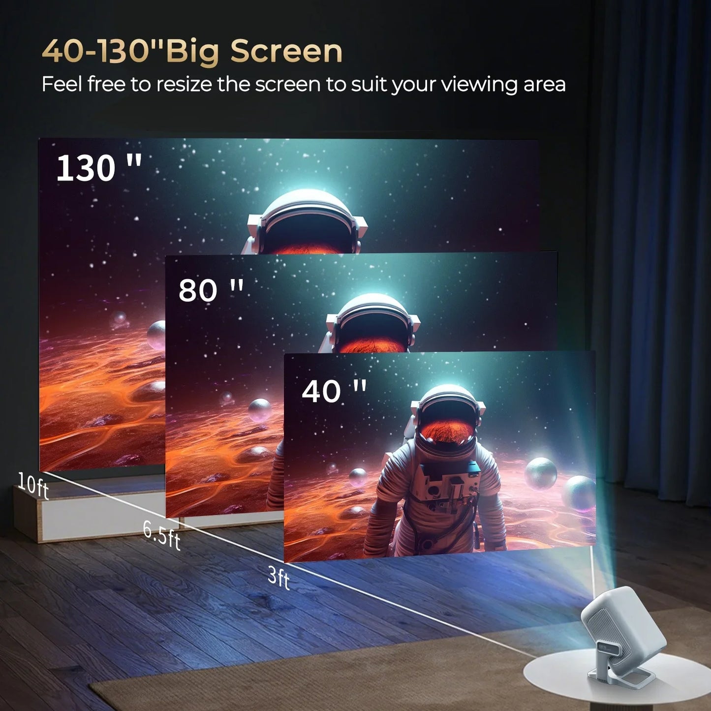 LynCast 4K X3AQ Projector 500ANSI Native 1080P Auto Focus Android 11 BT5.4 WIFI6 Portable Home Theater