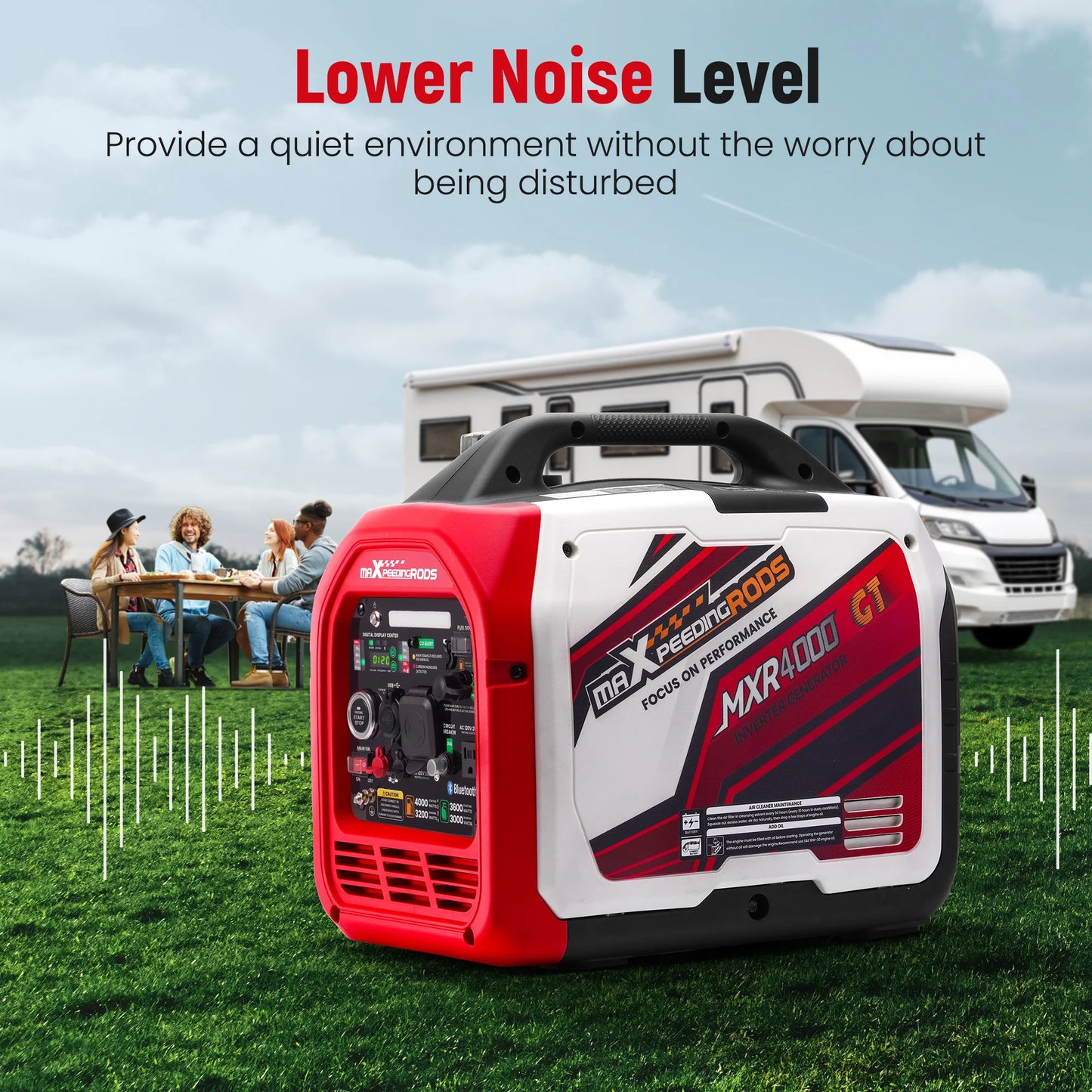 4KW Portable Dual Fuel Generator Inverter LPG/Gas Bluetooth-compatible E-Start 58dB Portable Power Generator