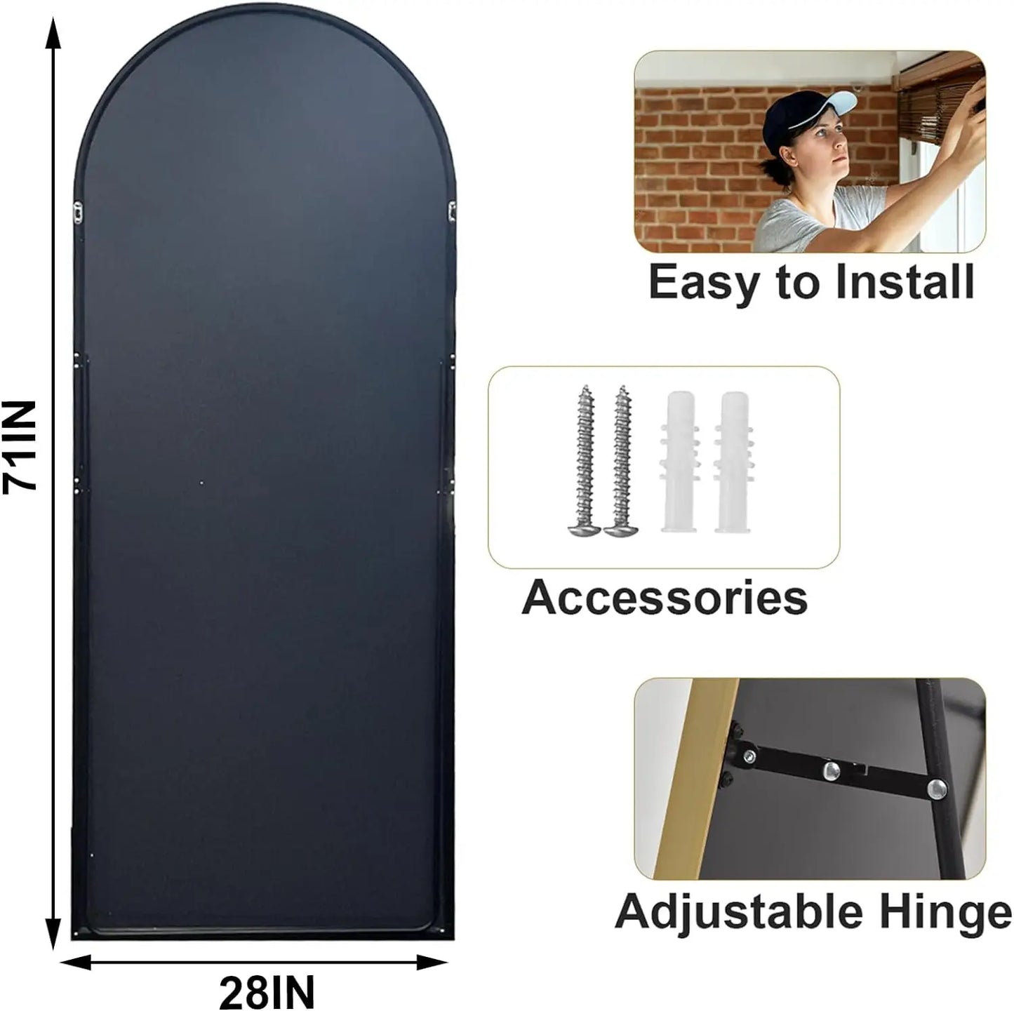 HARRITPURE Full Body Floor Mirror With Aluminum Frame For Bedroom