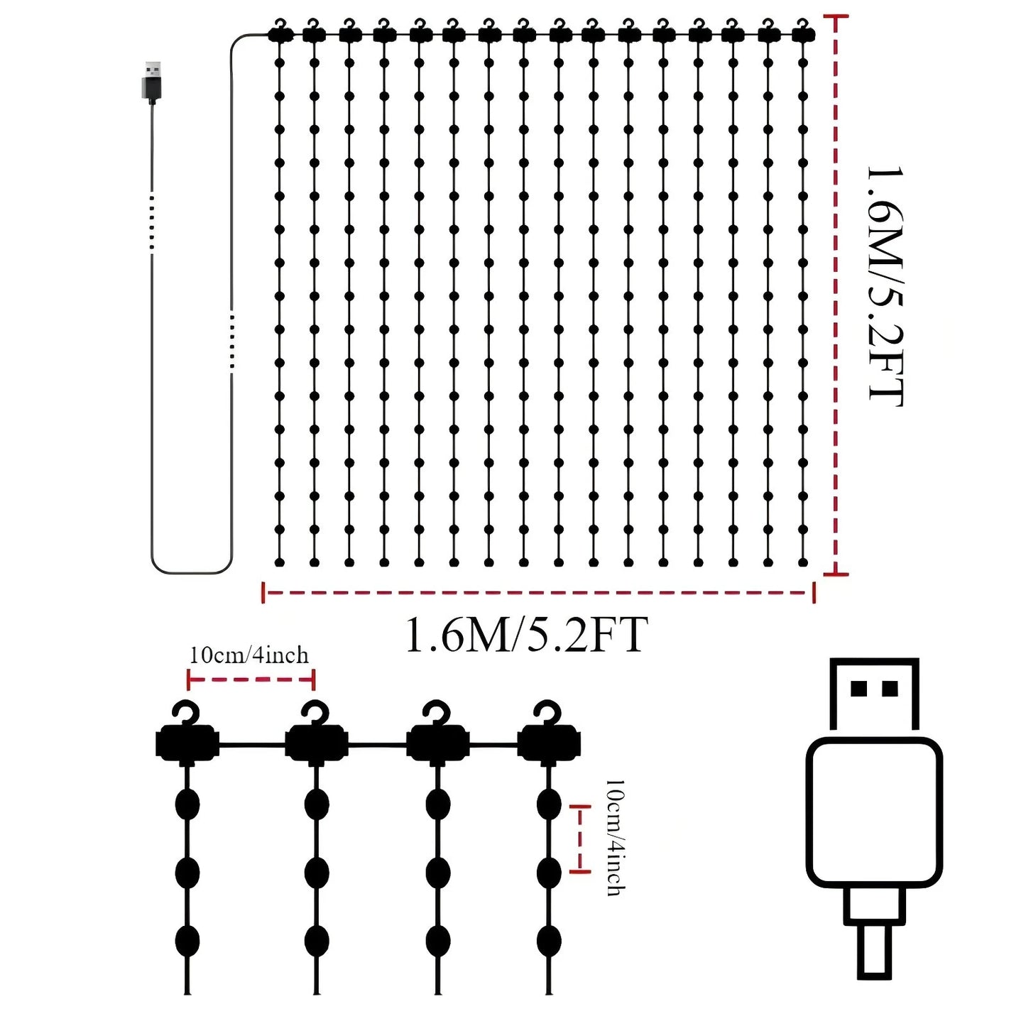 USB Led Smart Curtain Lights Bluetooth App Led String RGB Fairy Lights DIY Music Lights Party Window Curtain Bedroom Decoration