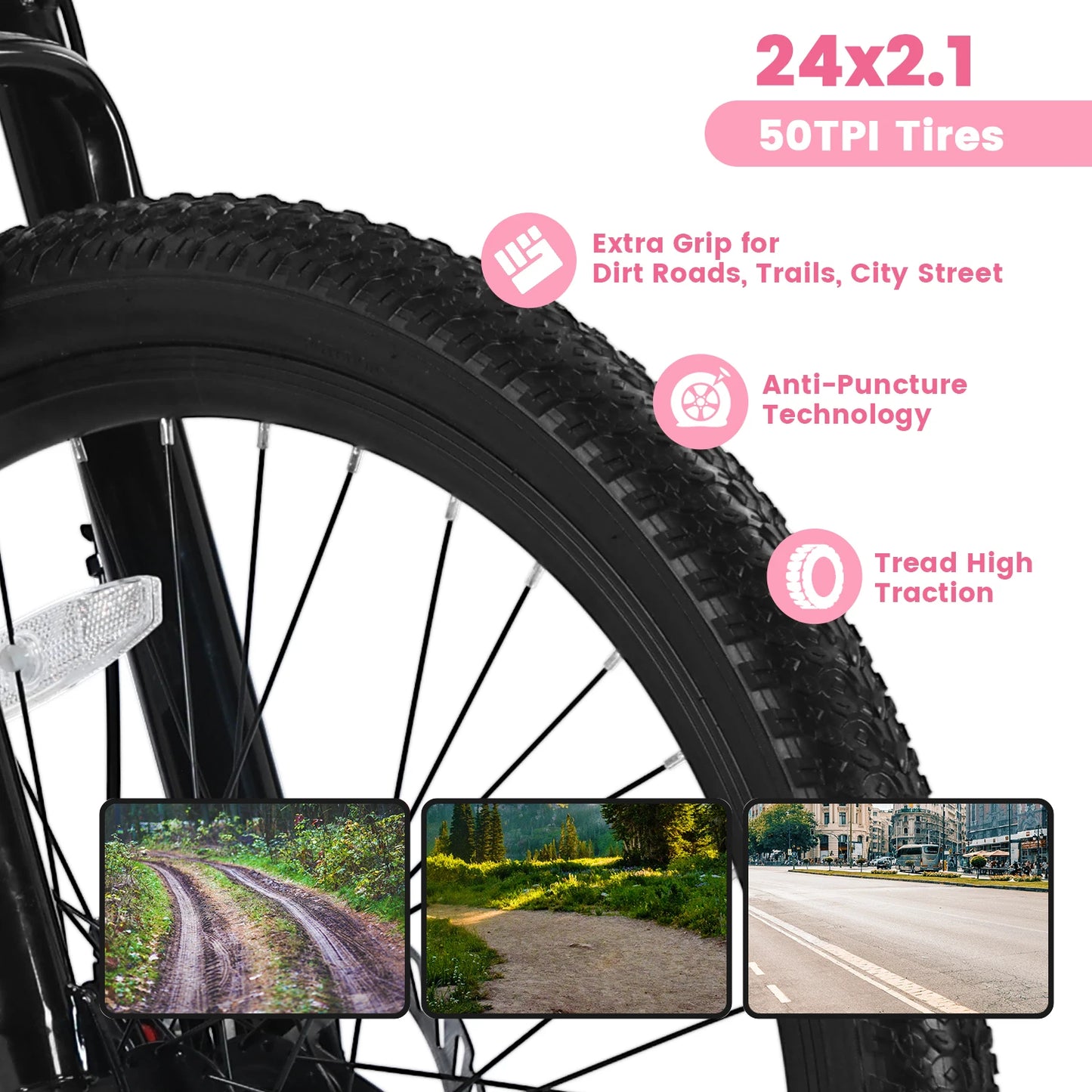 Ecarpat Women Mountain Bike With Front Suspension And Disc Brakes