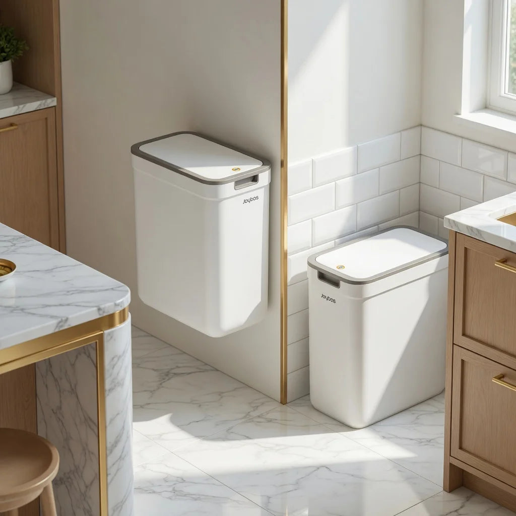 Joybos DualUse Wall and Floor Trash Can With Lid Slim