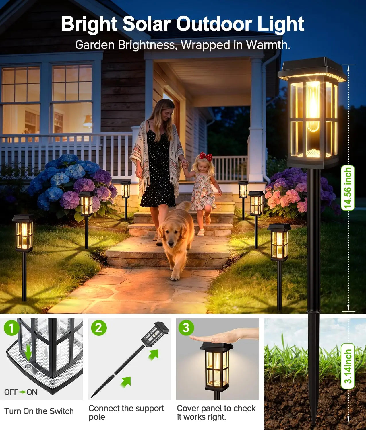 Solar Powered Pathway Lights 8 Pack Outdoor LED Landscape Lamps