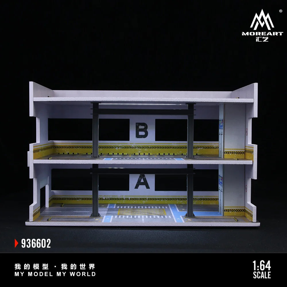 Diorama Car Parking Lot With LED Lighting Japanese Commercial Building Display