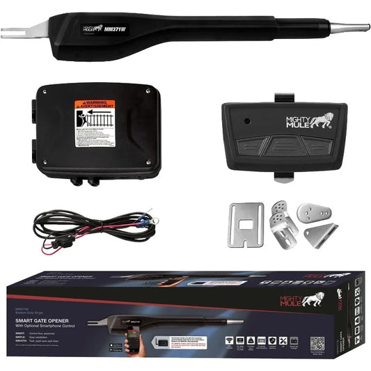 MM371W Automatic Gate Opener, Smart and Solar Ready, Includes Gate Opener Remote and More-Up to 16ft Long or 550lb, Black,
