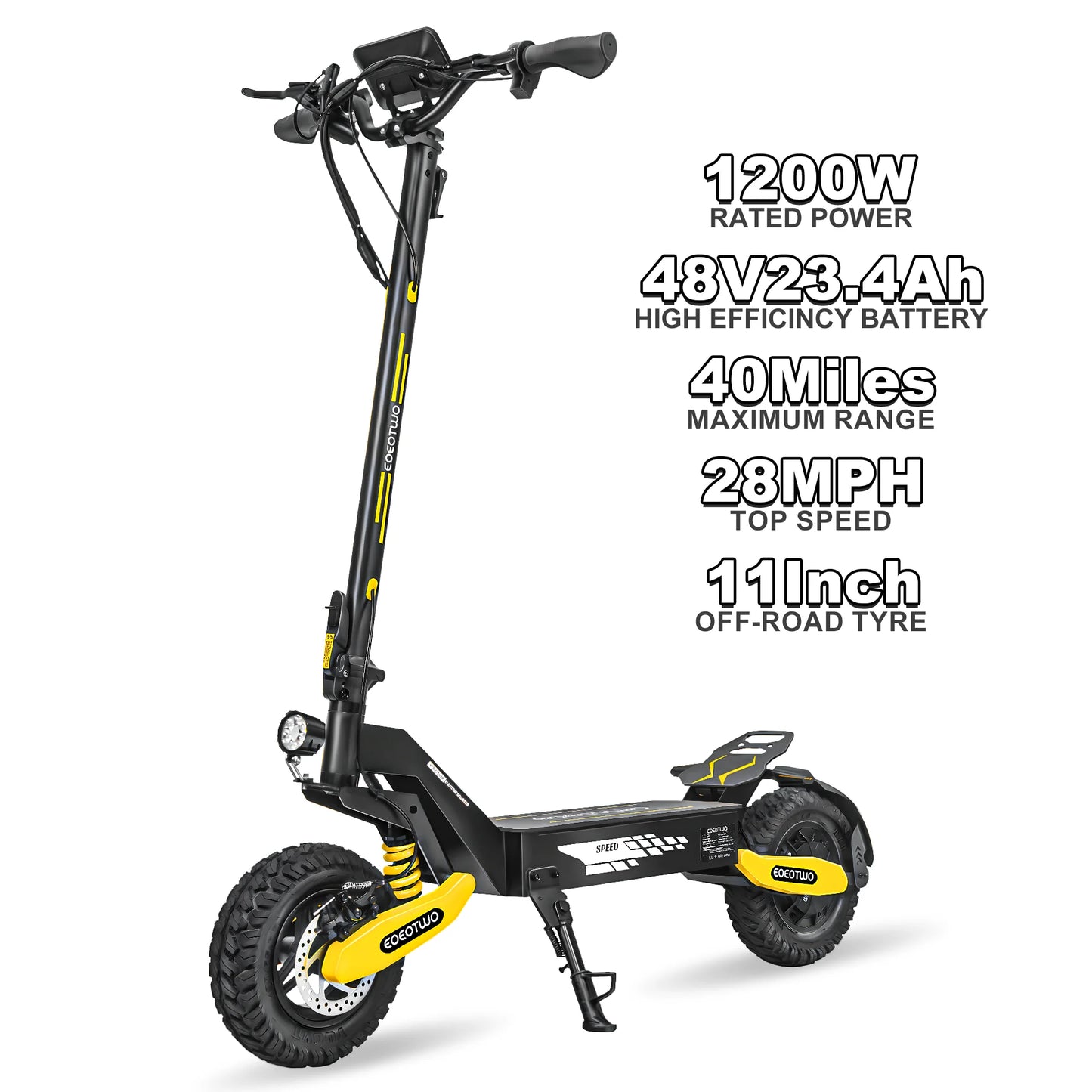 EOEOTWO 1200W Off Road Electric Scooter For Adults 30MPH 48V