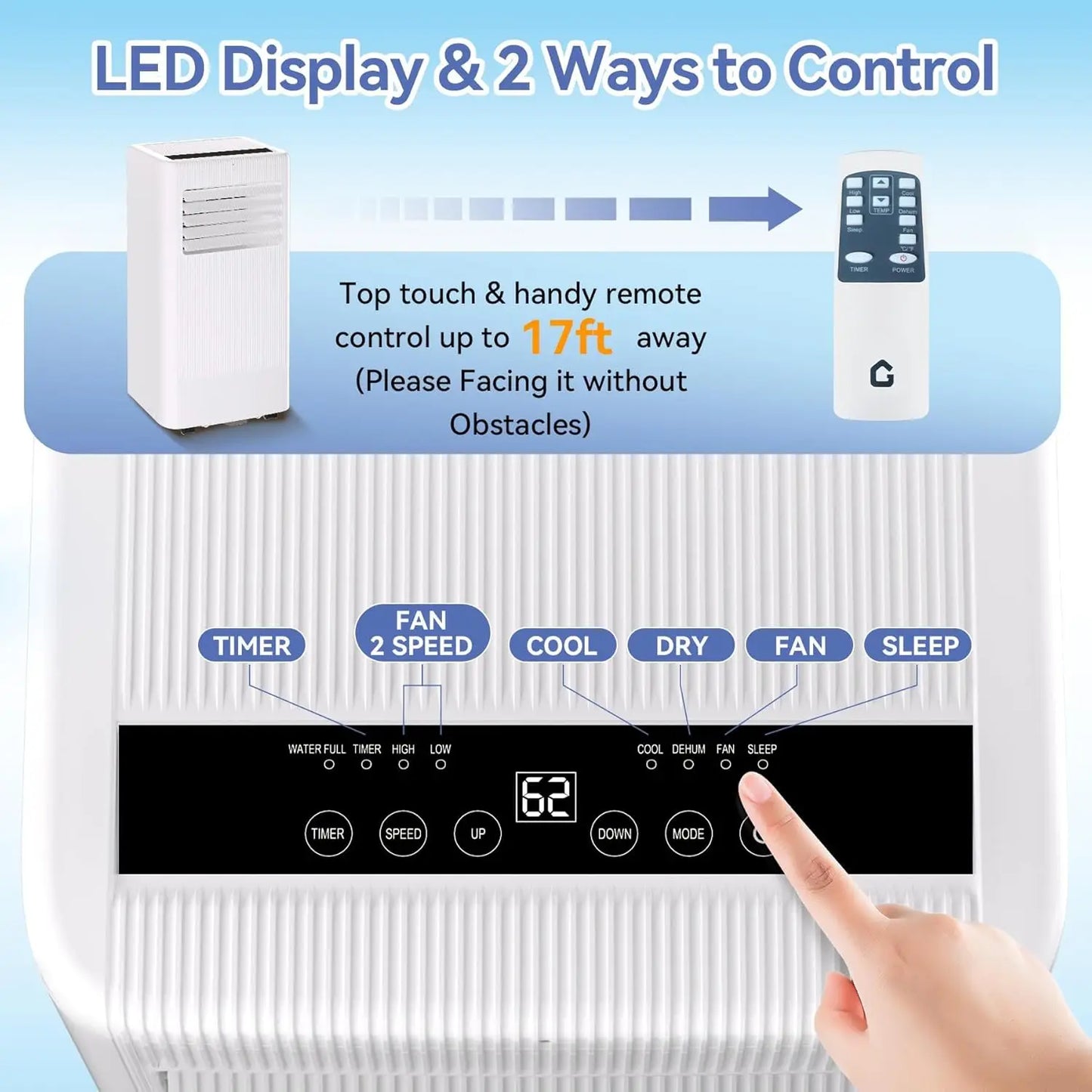 Portable Air Conditioner, 10000 BTU Standing Cooling Remote AC Unit Sets with Dehumidifier Fan Functions, Cools Up to 560 Sq. Ft