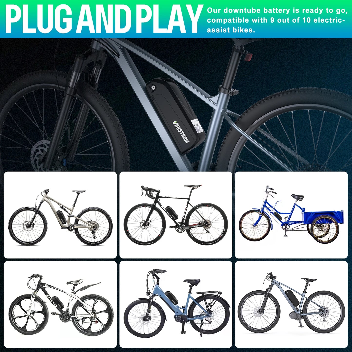 [3 Day Delivery ] Electric Bike Battery 20Ah 30Ah Hailong 48V 36V 52V eBike Downtube Lithium Battery Pack for 250W-1500W Motor