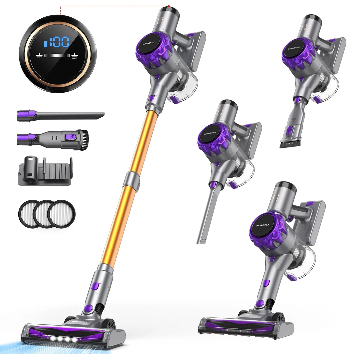 INSE YISORA Cordless Vacuum Cleaner 40Kpa 55Mins Pet Hair