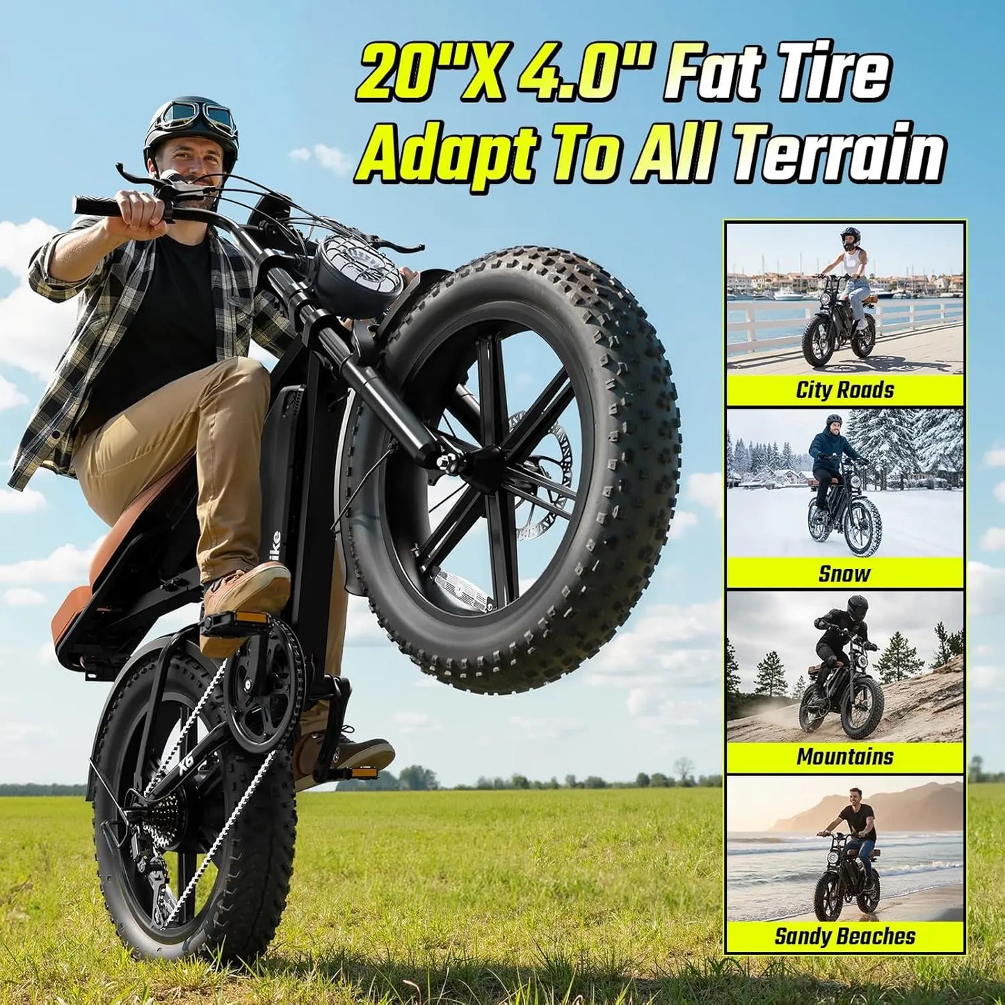TST R00A 1500W Electric Bike for Adults, 48V 15AH Removable Battery, 7-Speed, 28 MPH, 20" Off-Road Ebike