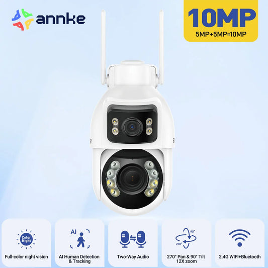 ANNKE 3 Inch 10MP PTZ Dual lens Smart WIFI camera Dual Lens Smart Home Security Wireless Alarm CCTV Surveillance Outdoor Camera