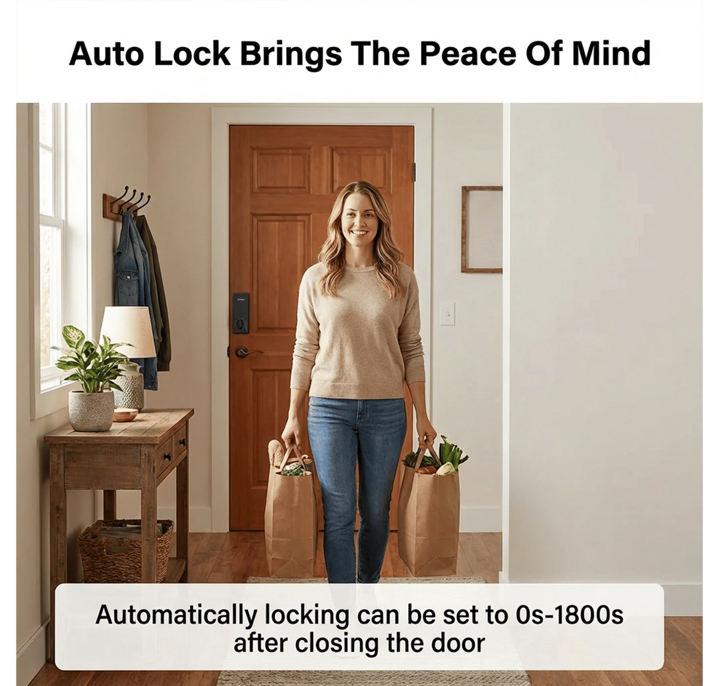 Jodays Smart Deadbolt Lock with Fingerprint & Keypad, Keyless Entry Door Lock with App Control, Temporary and One-Time Password, Auto Lock & Anti-Peep Passcode, Powered by 4pcs AA Alkaline Batteries(No included), Easy Install