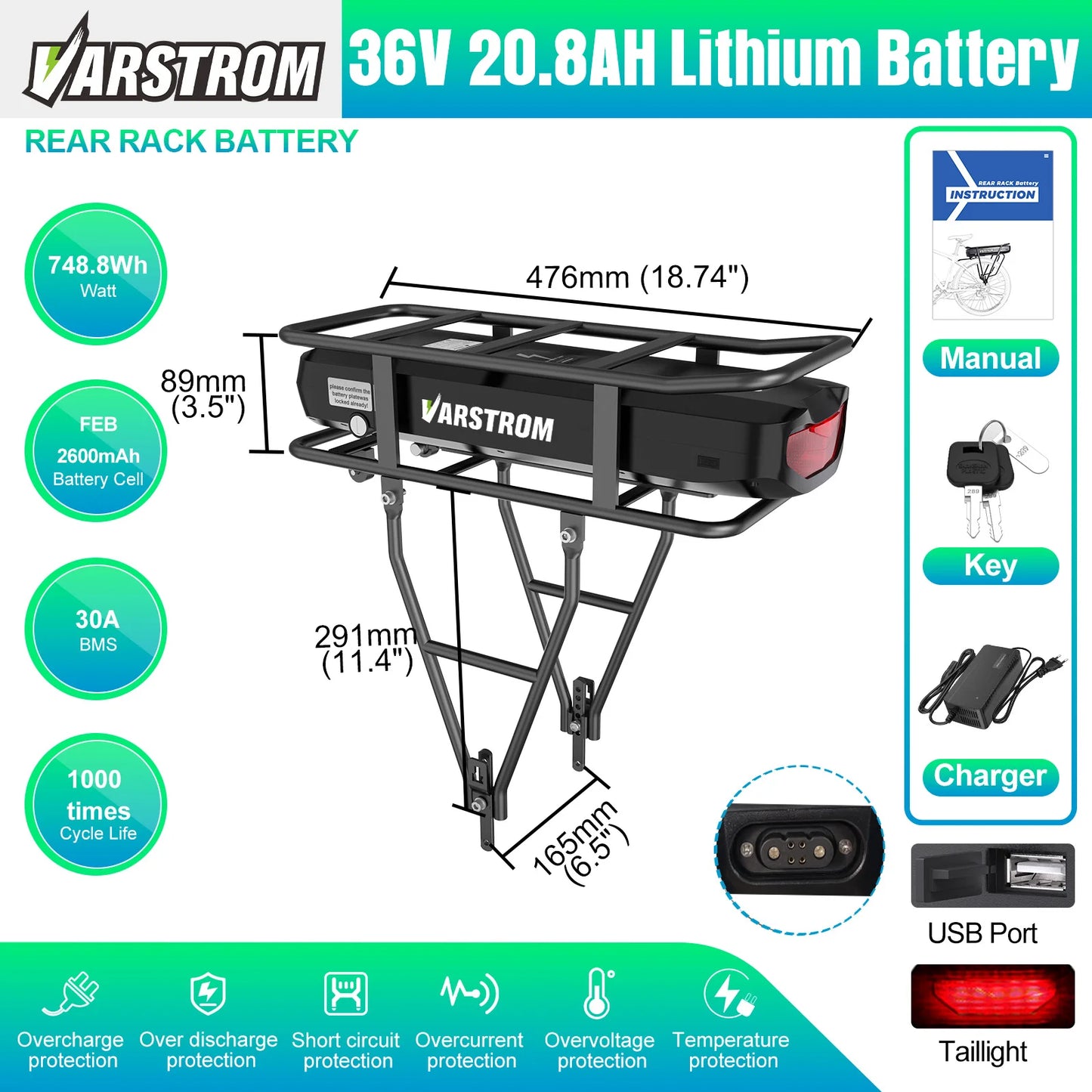 [3 Day Delivery ] Electric Bike Battery 20Ah 30Ah Hailong 48V 36V 52V eBike Downtube Lithium Battery Pack for 250W-1500W Motor
