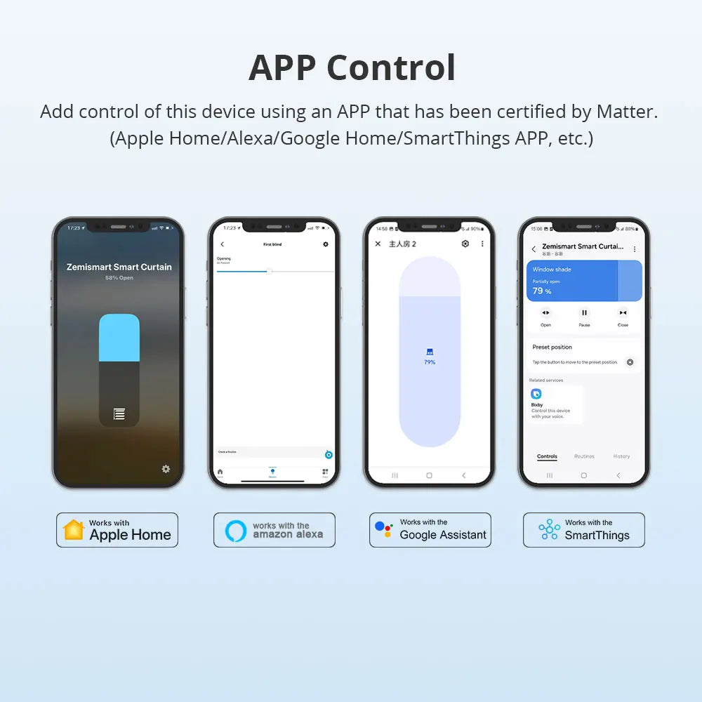 Zemismart Matter Over WiFi Curtain Track With Smart Motor