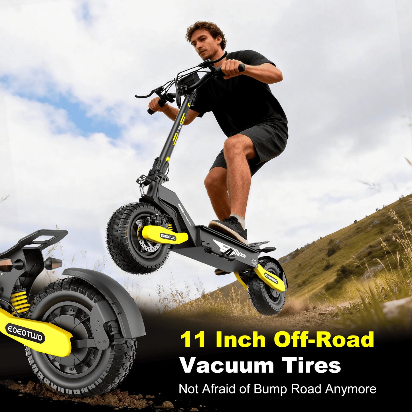 EOEOTWO 1200W Off Road Electric Scooter For Adults 30MPH 48V