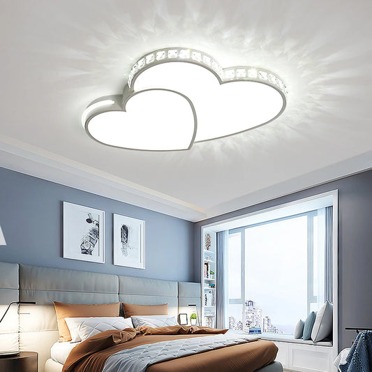 Crystal Heart LED Ceiling Light Fixture for Living Room