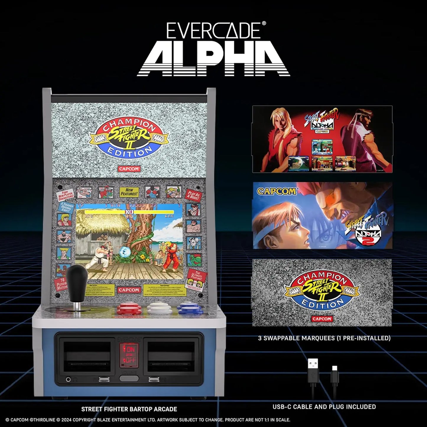 Evercade Alpha Street Fighter Bartop Arcade Competition Grade Controls IPS