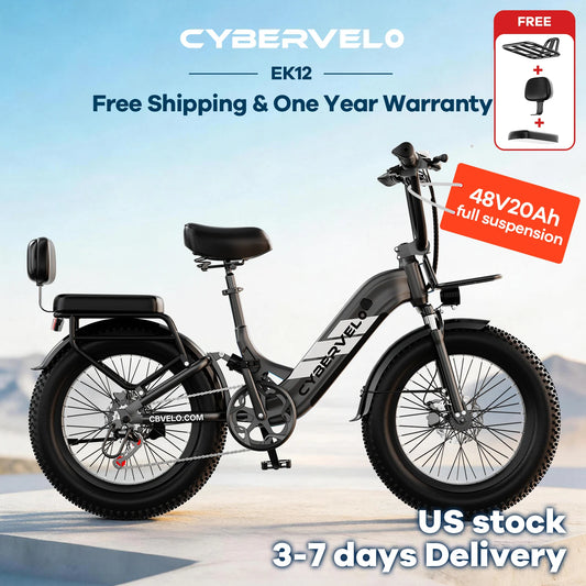 Cybervelo 20" Step-Thru Commuter, 1500W Peak 20ah Battery 80 Miles Long Range E-bike, 7-Speed Shift Adult Electric Bike EK12