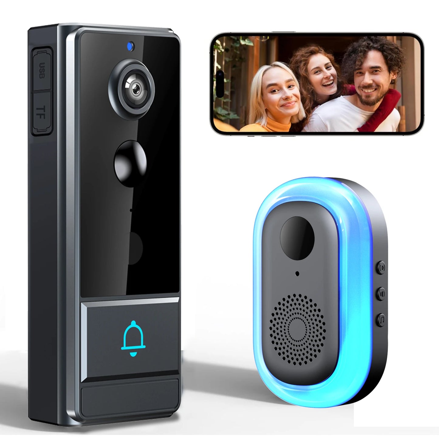 XBIBI Wireless Smart Video Doorbell 960P HD WiFi Security Camera
