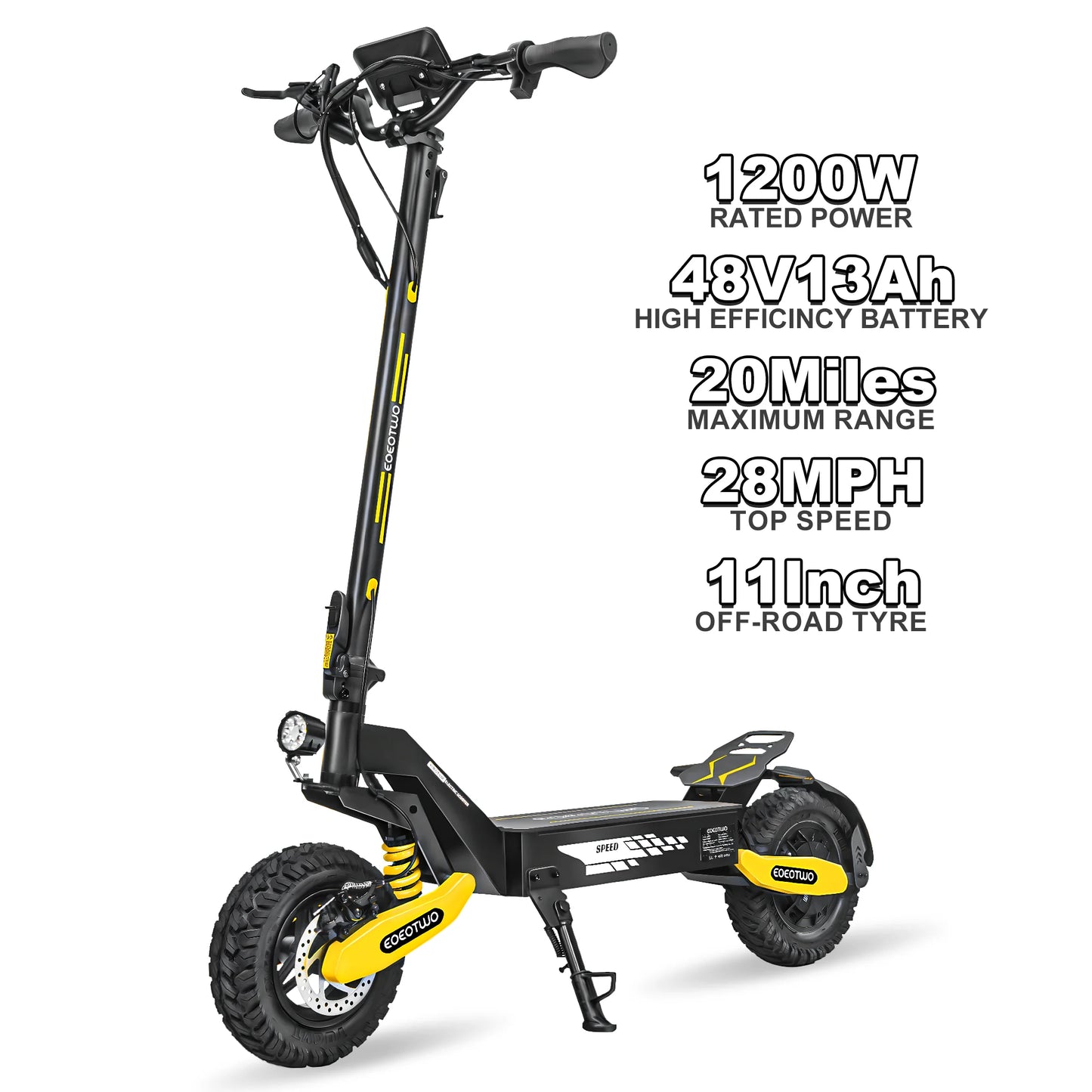 EOEOTWO 1200W Off Road Electric Scooter For Adults 30MPH 48V