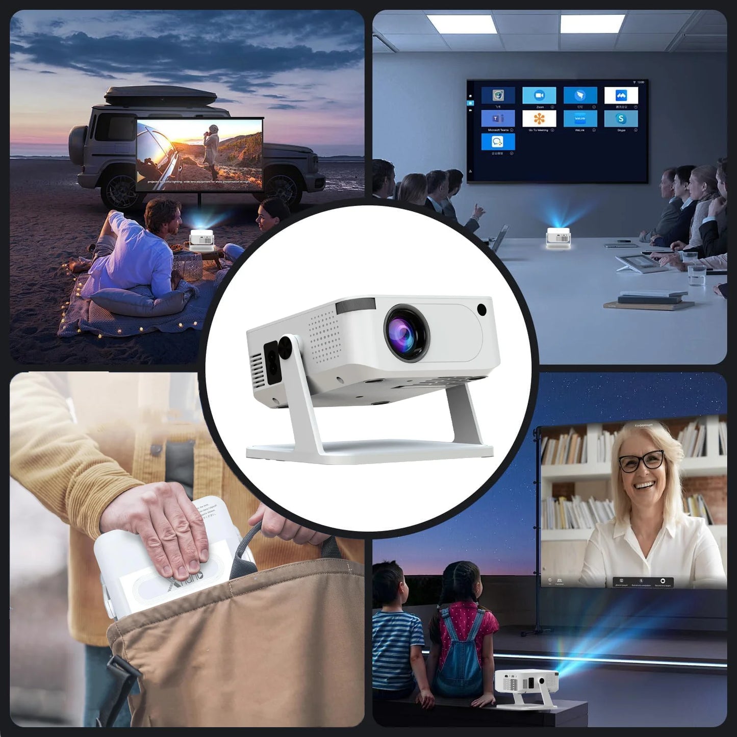Xnano Android Smart Projector With Holder HDMI For Home Cinema
