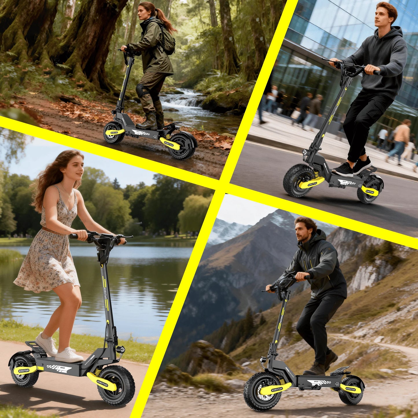 EOEOTWO 1200W Off Road Electric Scooter For Adults 30MPH 48V