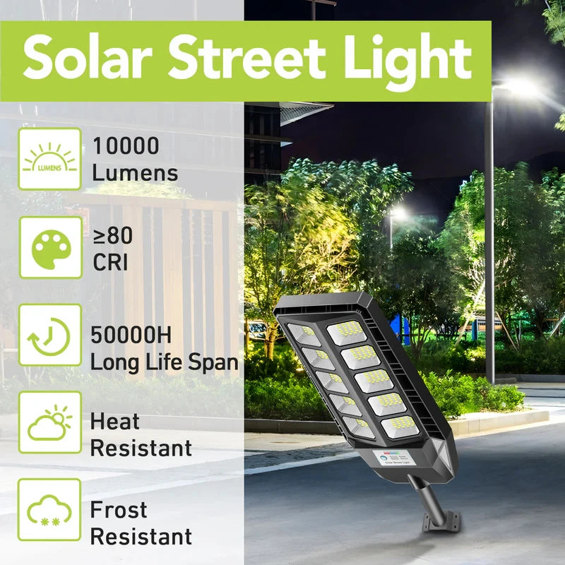 2Pack 4000W 450000LM Solar Lights Outdoor IP66 Waterproof 6500K Solar Powered Street Lights with Remote Control Dusk to Dawn Solar Flood Light Motion Sensor Solar Parking Lot Lights for Yard Deck Garden Lighting
