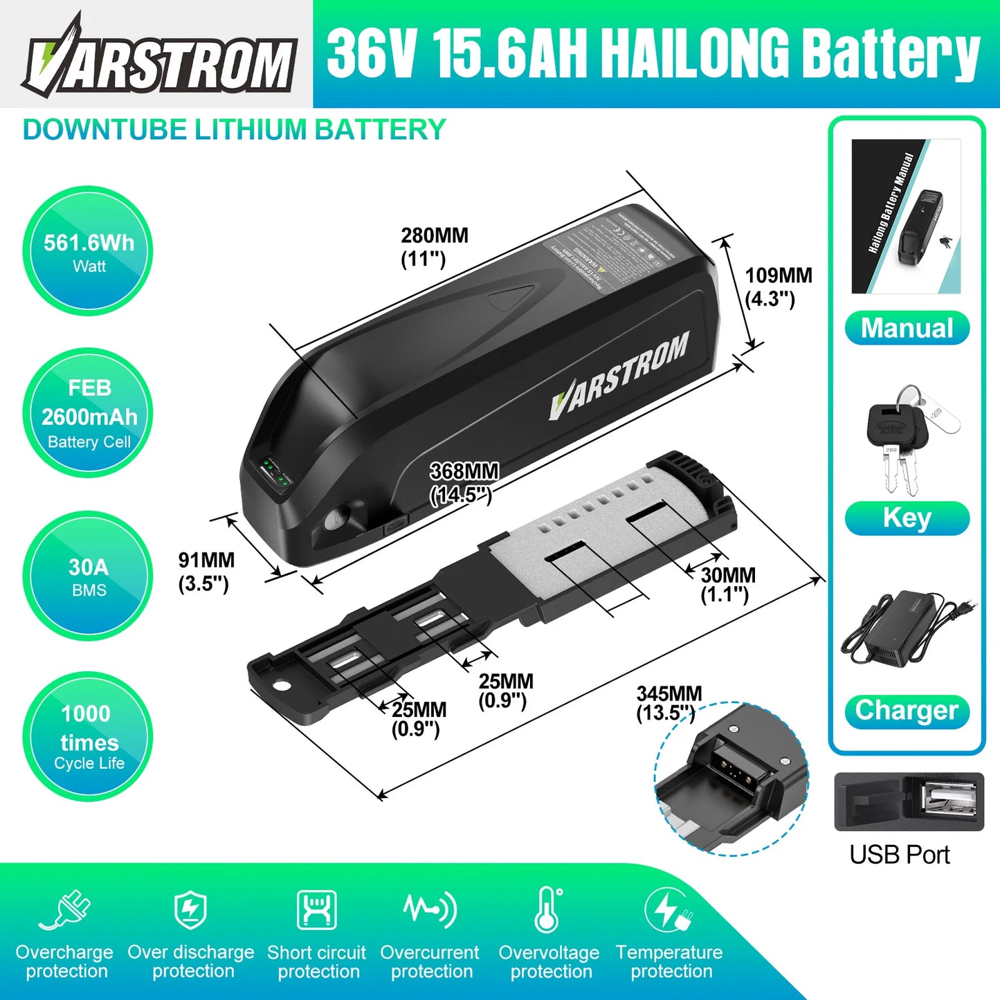 [3 Day Delivery ] Electric Bike Battery 20Ah 30Ah Hailong 48V 36V 52V eBike Downtube Lithium Battery Pack for 250W-1500W Motor